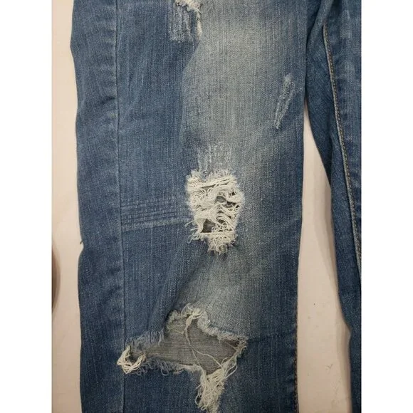 WAX JEAN Basic Denim Women's Distressed Blue Overalls 6 Pockets Size Medium - Picture 7 of 16